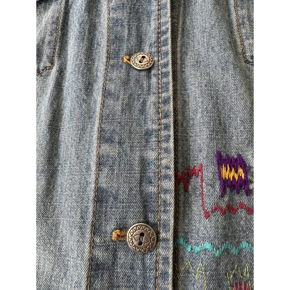Vintage Chicos Jacket Women's Embroidered Denim Multicolor Chico's Sz 3 (XL/16) - Picture 7 of 8